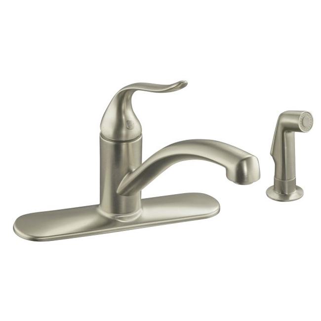 ... Kitchen Sink Faucet With Escutcheon, Matching Finish Sidespray And