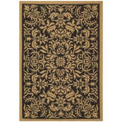 Indoor/ Outdoor Black/ Natural Rug (6'7 x 9'6)