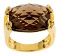 Gold over Silver Smokey Quartz and Yellow Sapphire Ring