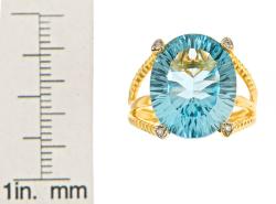 Dyach Gold over Silver Blue Topaz and Diamond Accent Ring