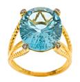 Dyach Gold over Silver Blue Topaz and Diamond Accent Ring