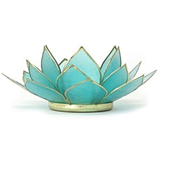 Low Price Capiz Shell Aquamarine Lotus Tea Light (Philippines)