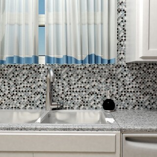 SomerTile 12x12-in Reflections Mini 5/8-in Charcoal Glass/Stone Mosaic Tile (Pack of 10)