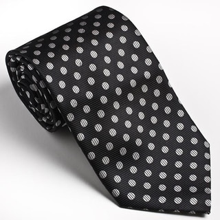 Platinum Ties Men's Black 'Silver Dot' Tie