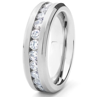 Men's Titanium Cubic Zirconia Eternity Band (6 mm)-Image