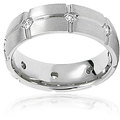 Men's Titanium Cubic Zirconia Grooved Eternity Ring
