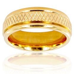 Men's Goldtone Titanium Cross Weave Ring-Image