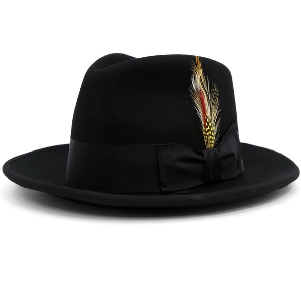 Ferrecci Mens Black Wool Felt Fedora