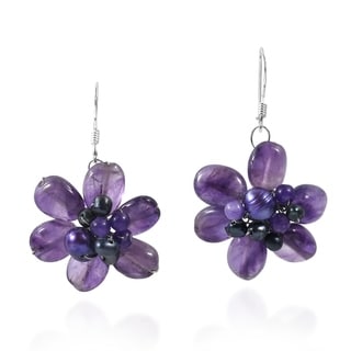 Click to Enlarge for Amethyst Cluster Floral Earrings (Thailand) Amethyst Cluster Floral Earrings (Thailand)-Image