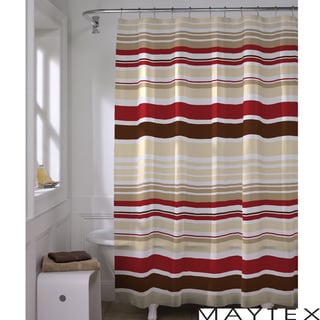 Maytex Horizontal Stripe Fabric Shower Curtain