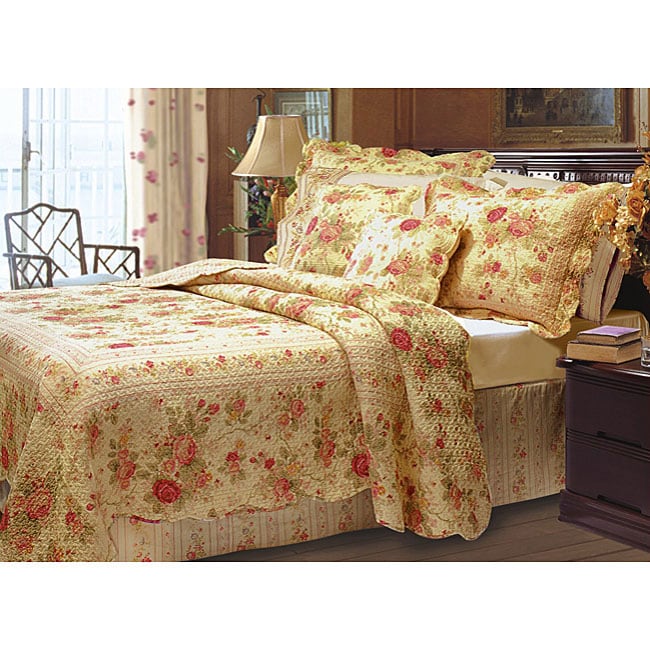Antique Rose Full/ Queensize 3piece Quilt Set Overstock™ Shopping