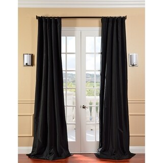 Solid Faux Silk Taffeta Jet Black 108-inch Curtain Panel