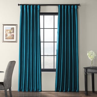 Solid Faux Silk Taffeta Mediterranean 96-inch Curtain Panel