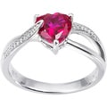 Miadora Sterling Silver Gemstone and Diamond Accent Heart Ring