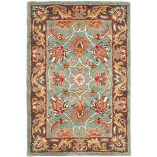 Handmade Heritage Blue/ Brown Wool Rug (2' x 3')