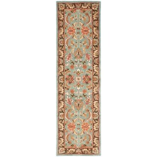 Handmade Heritage Blue/ Brown Wool Runner (2'3 x 8')