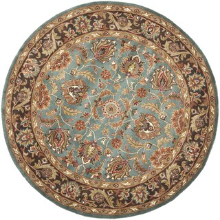 Handmade Heritage Blue/ Brown Wool Rug (3'6 Round)