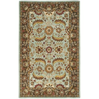 Handmade Heritage Blue/ Brown Wool Rug (4' x 6')