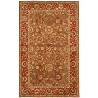 Handmade Heritage Beige/ Rust Wool Rug (5' x 8')