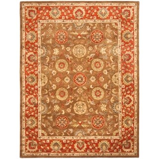 Handmade Heritage Beige/ Rust Wool Rug (8'3 x 11')