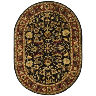 Handmade Heritage Heirloom Black/ Red Wool Rug (7'6 x 9'6)