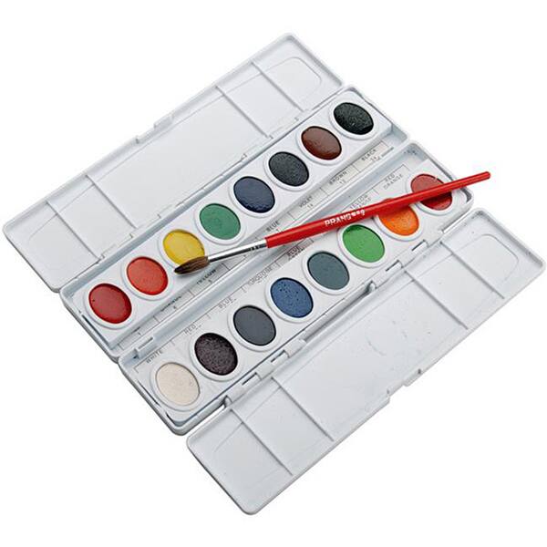Prang 16Color Oval Pan Watercolor Paint Palette (Pack of 1) 13391330