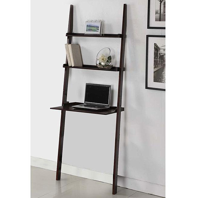 Details about Cappuccino 3 tier Leaning Ladder Shelf Bookshelf Office 