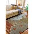 Hand-tufted Contemporary Moss Green Painterly Wool Abstract Rug (9' x 13')