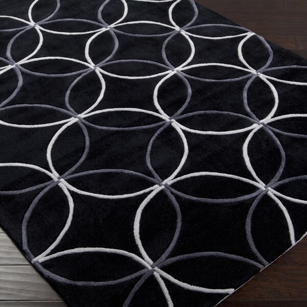 Hand-tufted Contemporary Retro Chic Green Black Geometric Abstract Rug (3'6 x 5'6)