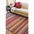 Hand-loomed Striped Burgundy Wool Rug