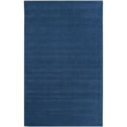 (>_<)  Hand-crafted Solid Blue Causal Ridges Wool Rug (12' x 15')
