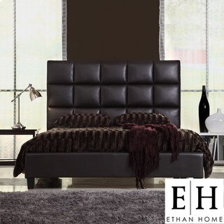 ETHAN HOME Sarajevo King-Sized Dark Brown Faux Leather Bed
