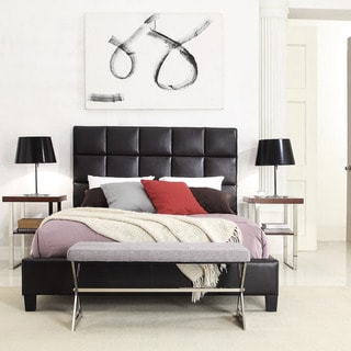 TRIBECCA HOME Sarajevo Queen-Sized Dark Brown Faux Leather Bed