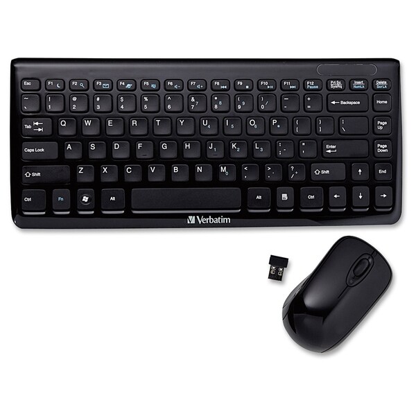 Verbatim Wireless Mini Slim Keyboard and Optical Mouse - Black