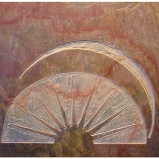 Hand-carved Stone Tile 'The Rising Sun' Healing Meditation Inspirational Art Wallhanging