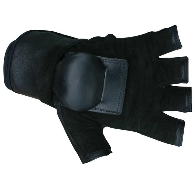 MBS Medium Halffinger Black Hillbilly Wrist Guard Gloves 13411738
