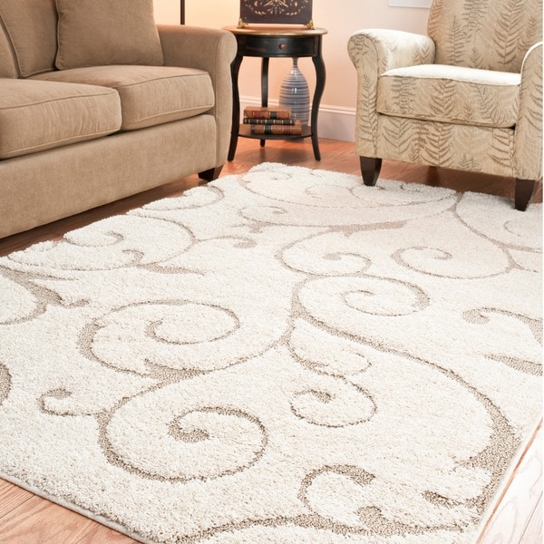 Safavieh Ultimate Cream  Beige Geometric Shag Rug (4' X 6') - 13412932 