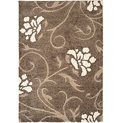 (^ ^)// Safavieh Ultimate Smoke/Beige Floral Shag Rug (8' x 10')
