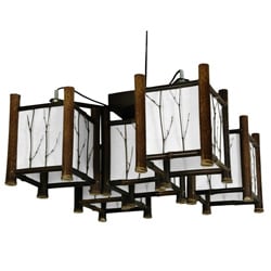 Low Price Bamboo Watashi Japanese-style 5-light Hanging Lantern (China)