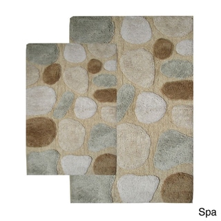 Rockway Collection Cotton Non-Skid Stone Design Bath Rugs (Set of 2)