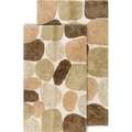 Rockway Collection Cotton Non-Skid Stone Design Bath Rugs (Set of 2)