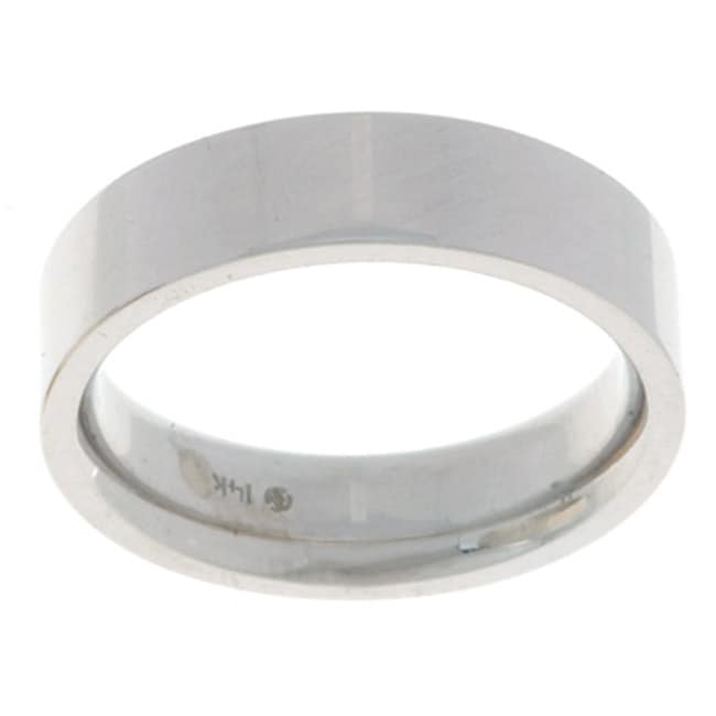 14k White Gold Men's Flat 5-mm Wedding Band