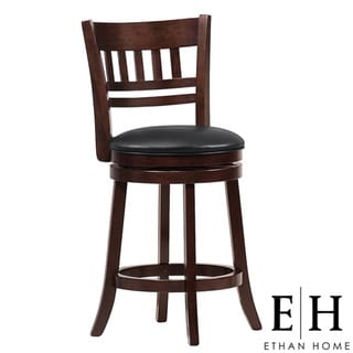 ETHAN HOME Verona Espresso Window Back Swivel 24-inch Counter Stool
