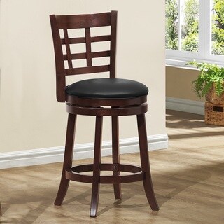 ETHAN HOME Verona Espresso Lattice Back Swivel 24-inch Counter Stool