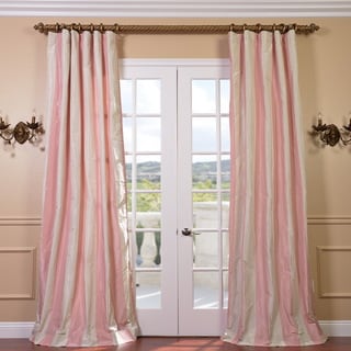 Light Pink/ Cream Stripe Faux Silk Taffeta 108-inch Curtain Panel