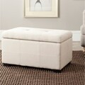 Safavieh Maiden Tufted Beige Linen Small Indoor Storage Bench