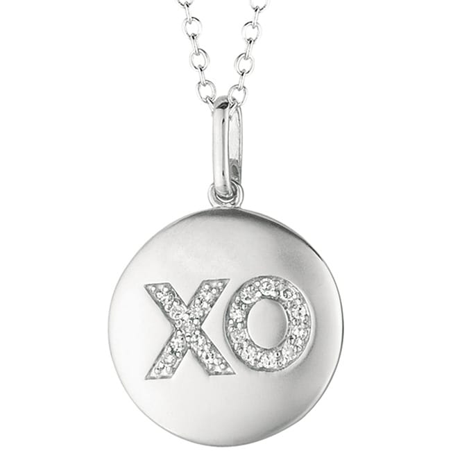 14k White Gold and Silver 110ct TDW Diamond Accent 'XO' Necklace (H-I ...