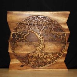 (>_<)  Monkey Pod Wood Uneven Tree of Life 36-inch Wall Hanging (Thailand)