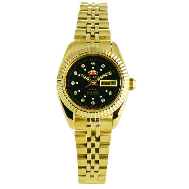 Orient Women's Goldtone Stainless Steel Crystal Black Dial Watch