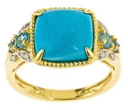 Dyach Gold over Silver Turquoise and Blue Topaz Ring